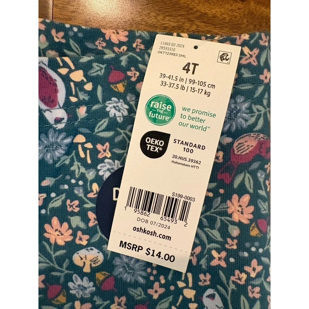 Leggings Bundle - Carter’s & OshKosh - Flowers and Stripes, Size 4T